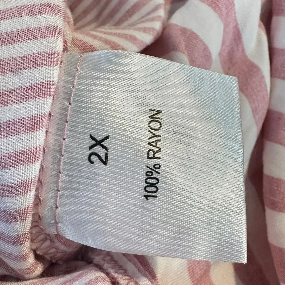 Jane + Delancey Blouse Womens 2X Pink White Striped Button - Picture 9 of 10